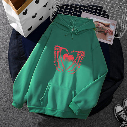 Unisex Oversized Kapuzenpullover Herz-Knochen-Design Norvielle