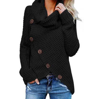 Damen Strickpullover Relaxed Fit Asymmetrisch Oversize Rollkragen