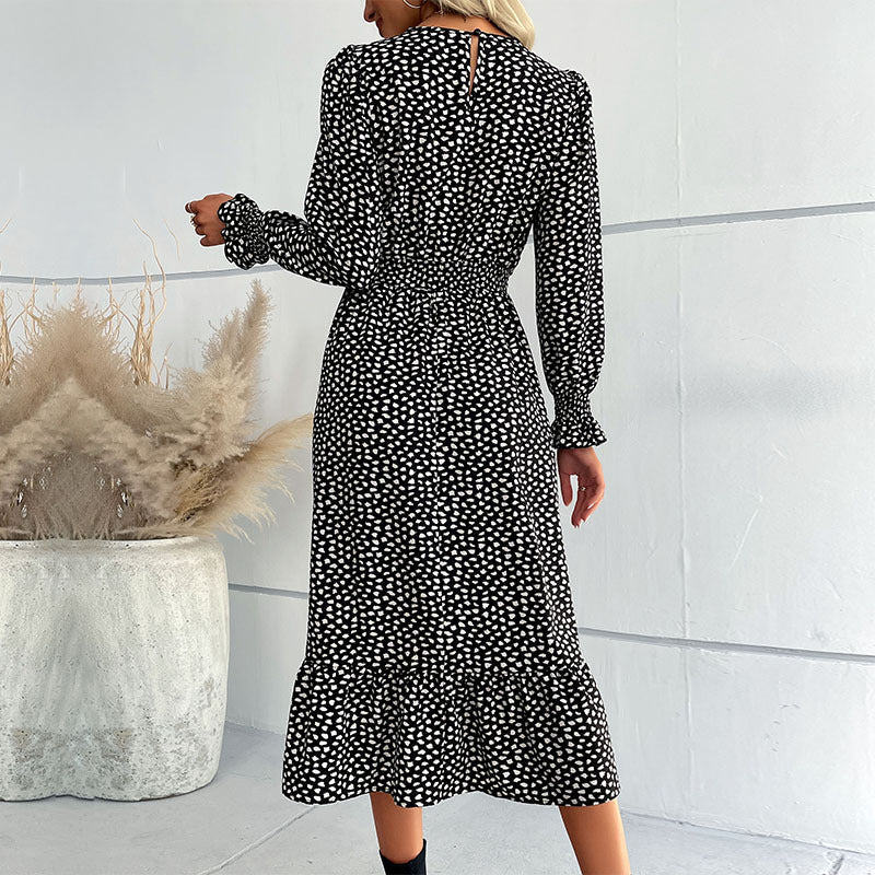 Damen Midi-Kleid Florales Muster Rüschendetails Norvielle