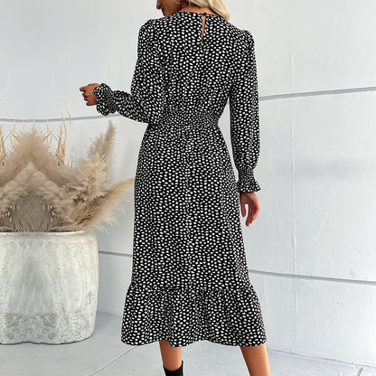 Damen Midi-Kleid Florales Muster Rüschendetails Norvielle