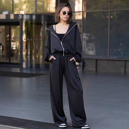 Damen Lounge-Set Weites Oberteil Bequeme Hose Norvielle