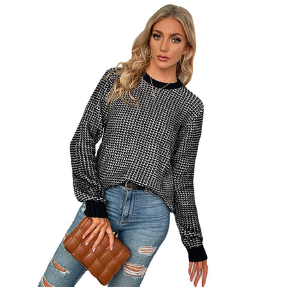 Damen Strickpullover Rautenmuster Fledermausärmel Norvielle