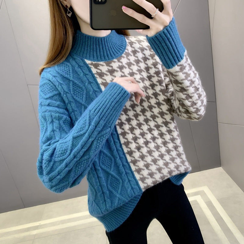 Damen Strickpullover Strukturiertes Zopfmuster Elegantes Design Beige