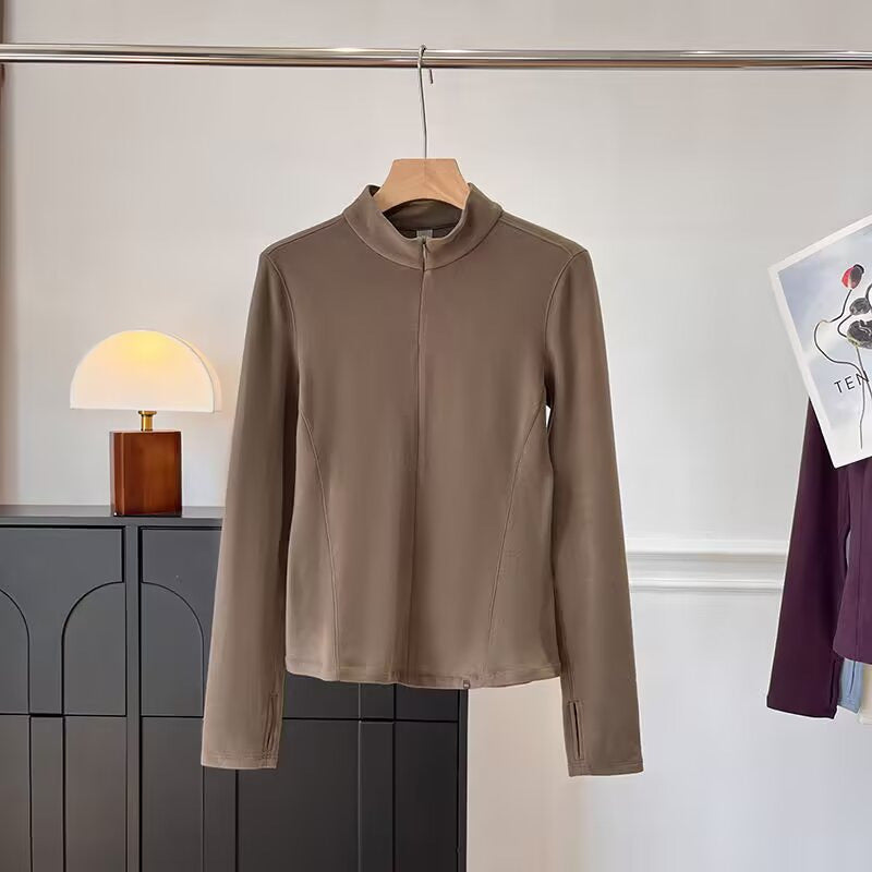 Damen Langarmshirt Sportlich Baumwolle Weiß Norvielle