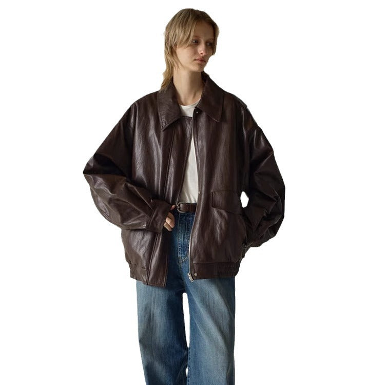 Damen Oversized Kunstlederjacke Norvielle -> Damen Kunstlederjacke