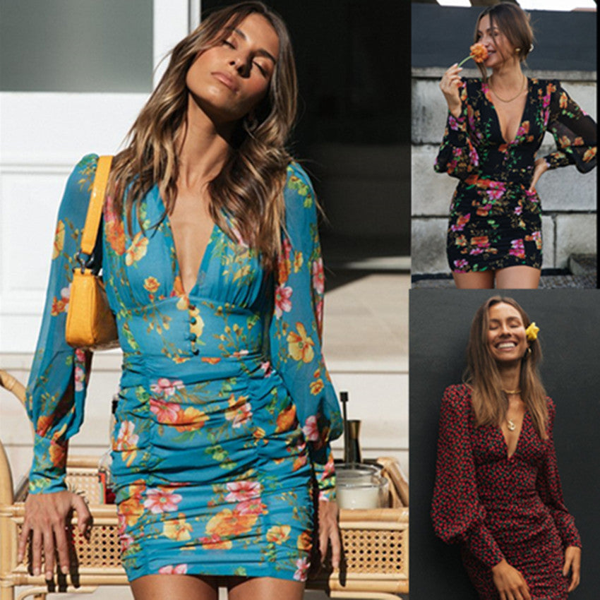 Damen Minikleid Floralmuster Rüschen Norvielle - Norvielle