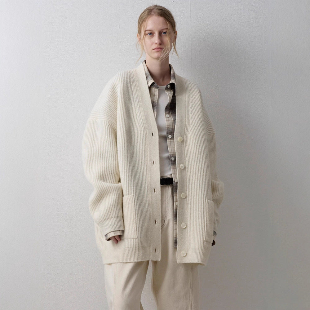 Damen Grobstrickcardigan Übergroße Ärmel Norvielle