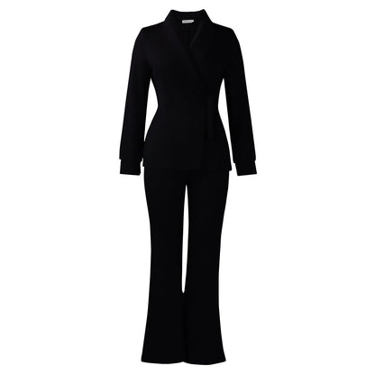 Damen Blazer-Set Weites Bein Modischer Gürtel