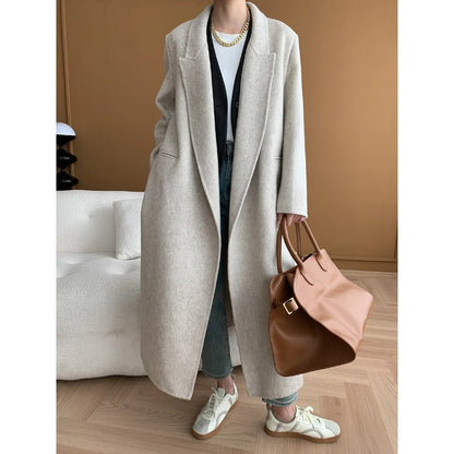 Damen Wickelmantel Wollmix Taillengürtel