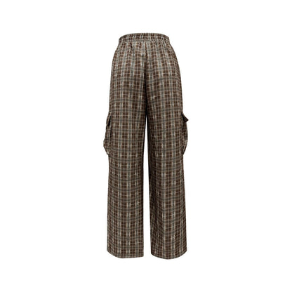 Damen Cargo-Hosen Weites Bein Karomuster