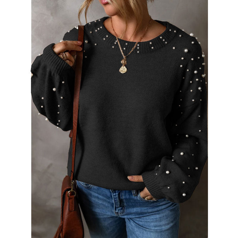 Damen Strickpullover mit Perlendetails