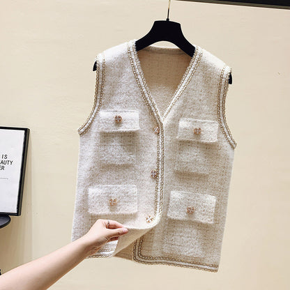 Damen Strickweste Dekorative Knöpfe Praktische Taschen Norvielle