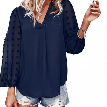 Damen Bluse Polka Dot transparente Ärmel Norvielle