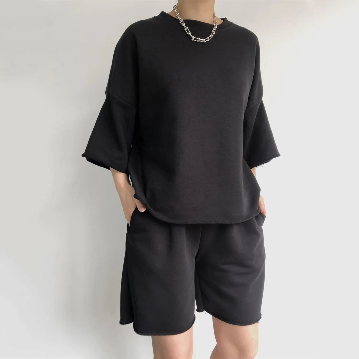 Damen Kurzarm-Oberteil und Shorts Set Norvielle