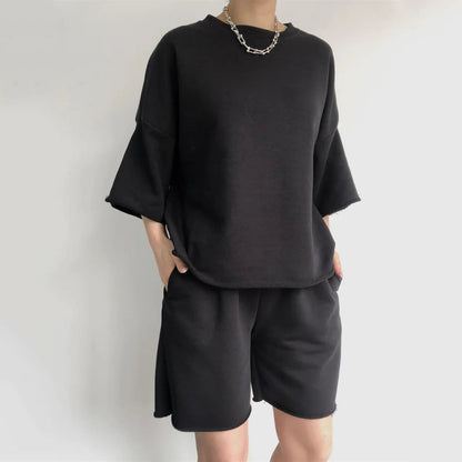 Damen Kurzarm-Oberteil und Shorts Set Norvielle