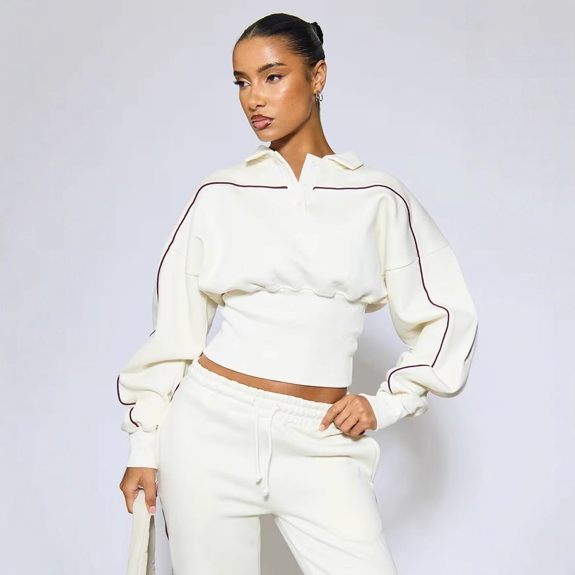 Damen Sportliches Set Crop-Polo und Jogginghose Norvielle
