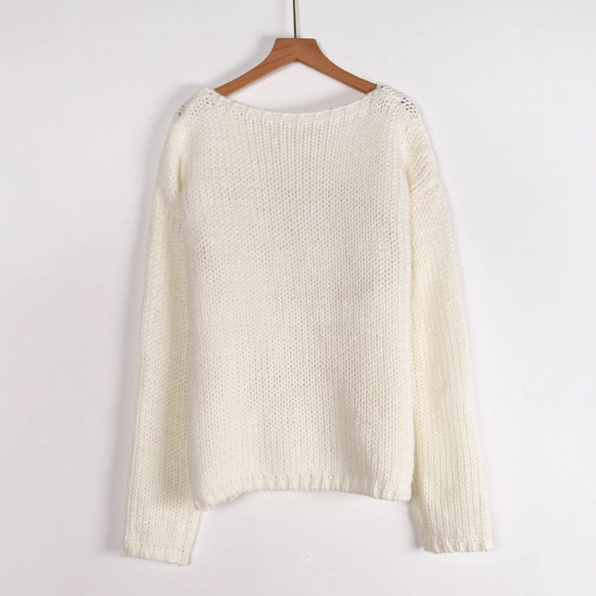 Damen Strickpullover Geflochtenes Schleifenmuster Norvielle