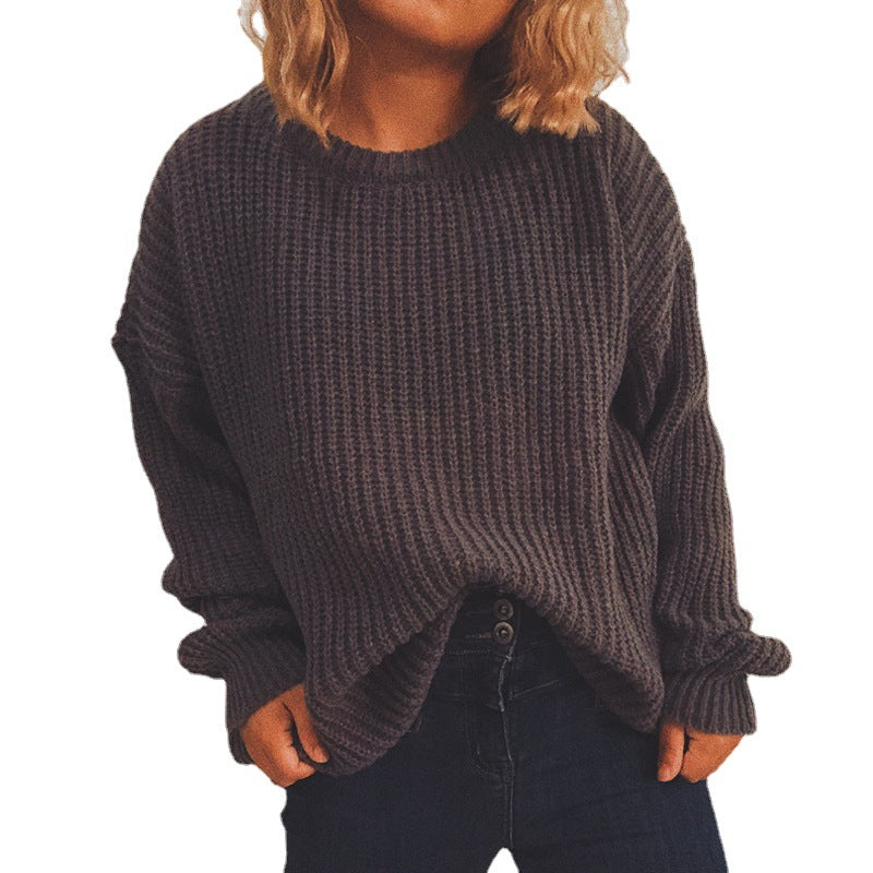 Damen Grobstrickpullover Oversized Lässige Ärmel