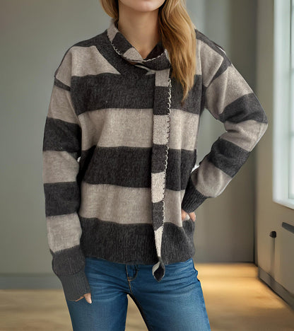 Damen Strickpullover Lässig mit Schlaufenakzenten Norvielle