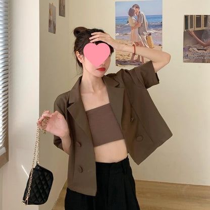 Damen Kurzblazer Doppelter Knopfleiste Moderner Schnitt
