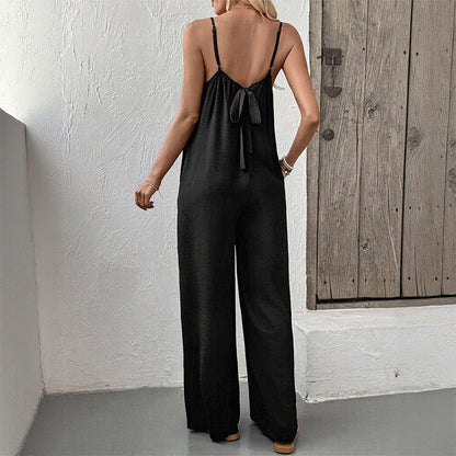 Damen Jumpsuit V-Ausschnitt Spitze
