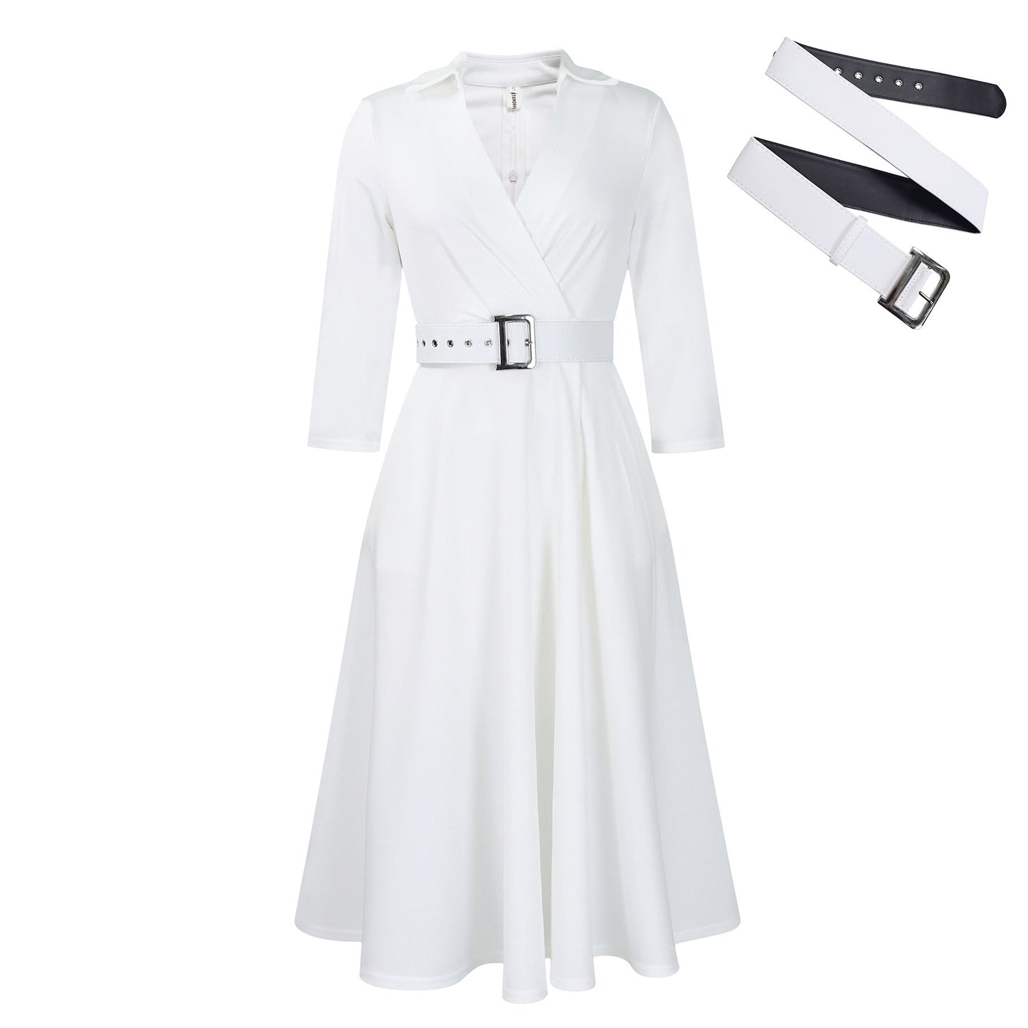 Damen Wickelkleid Tailliert Abnehmbarer Gürtel Norvielle