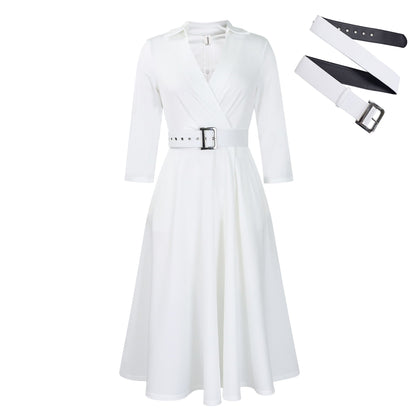 Damen Wickelkleid Tailliert Abnehmbarer Gürtel Norvielle