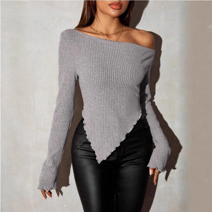 Damen Asymmetrischer Strickpullover Norvielle