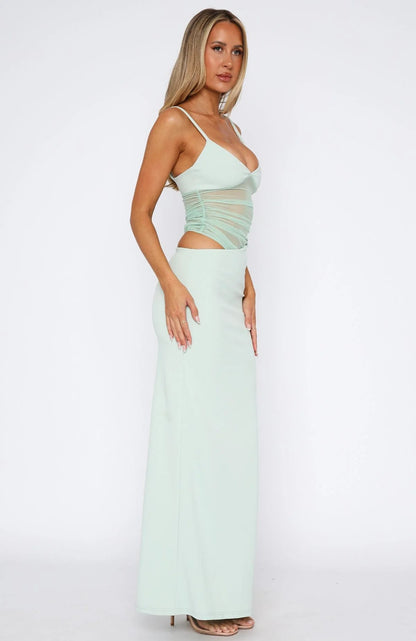 Damen Maxikleid transparentes Oberteil figurbetont Norvielle
