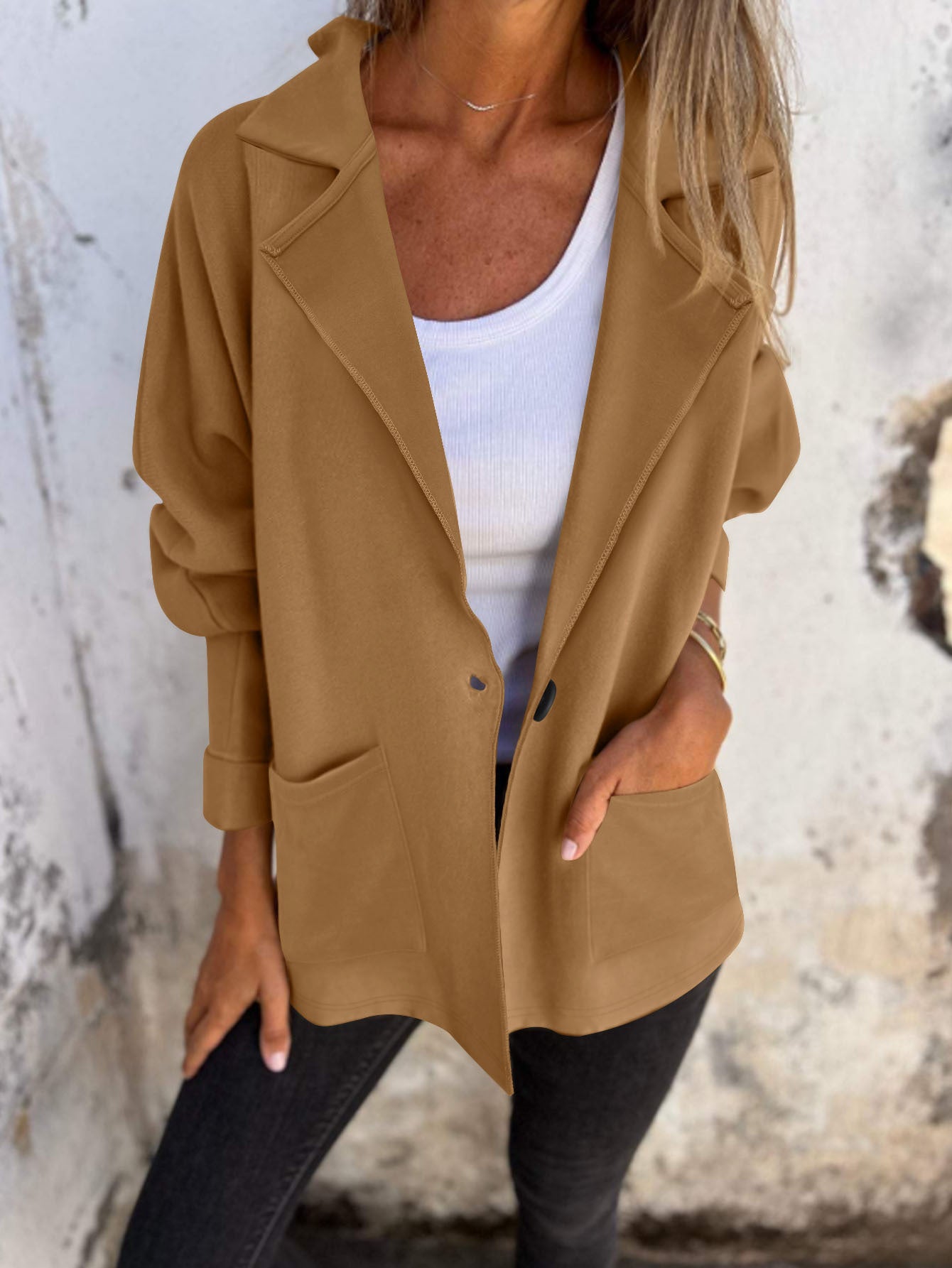 Damen Oversized Blazerjacke mit Taschen Norvielle