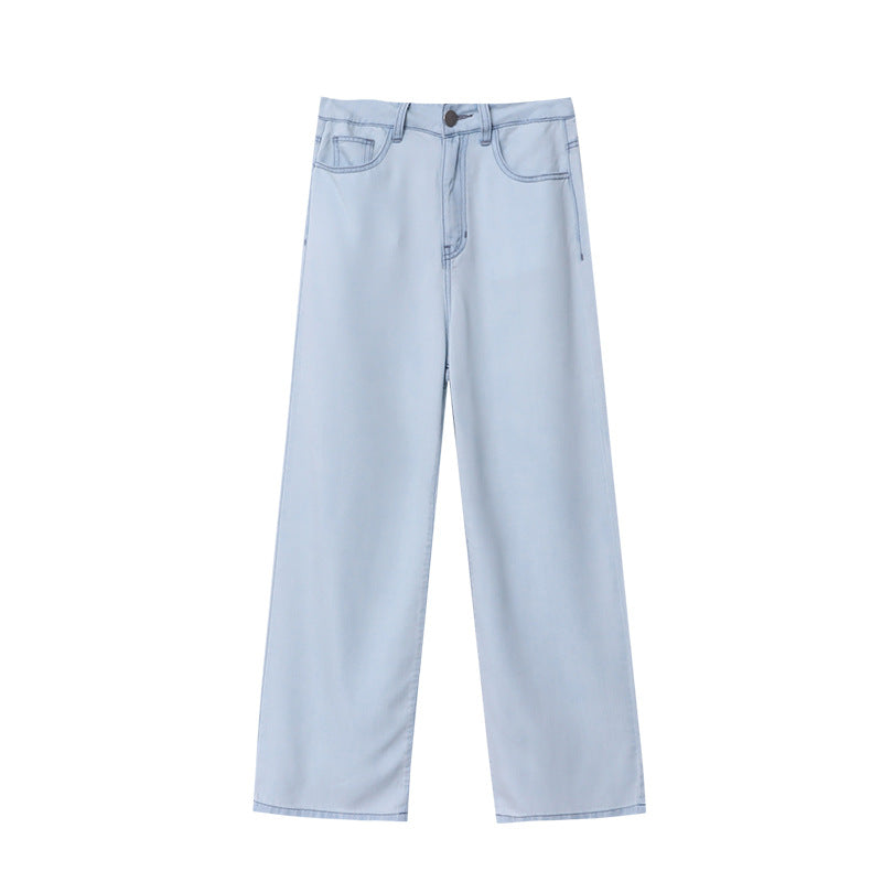 Damen Highwaist Jeans Weite Bein Lässiger Schnitt