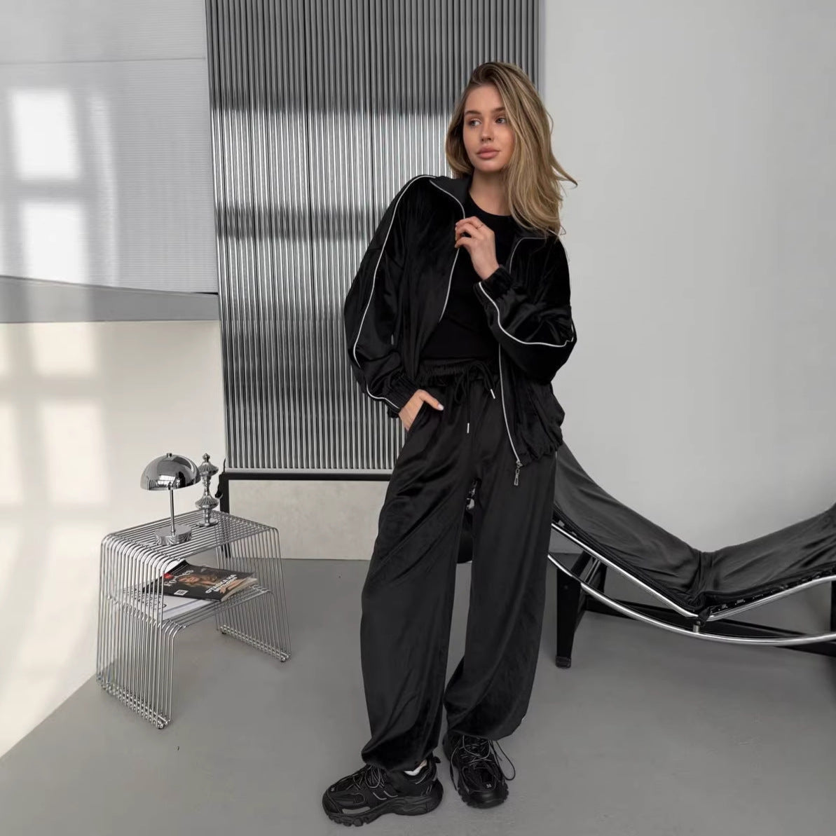 Damen Sportanzug-Set Samt Lässiger Schnitt