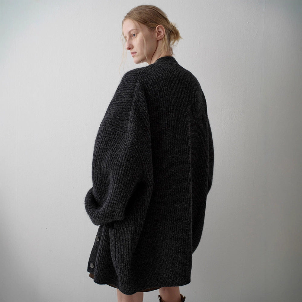 Damen Grobstrickcardigan Übergroße Ärmel Norvielle