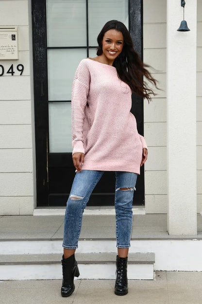 Damen Strickpullover Weit Schnitt Strukturiert Norvielle