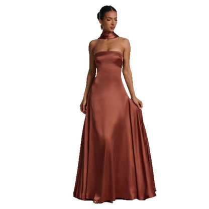 Damen Trägerloses Abendkleid Satin Rock Norvielle