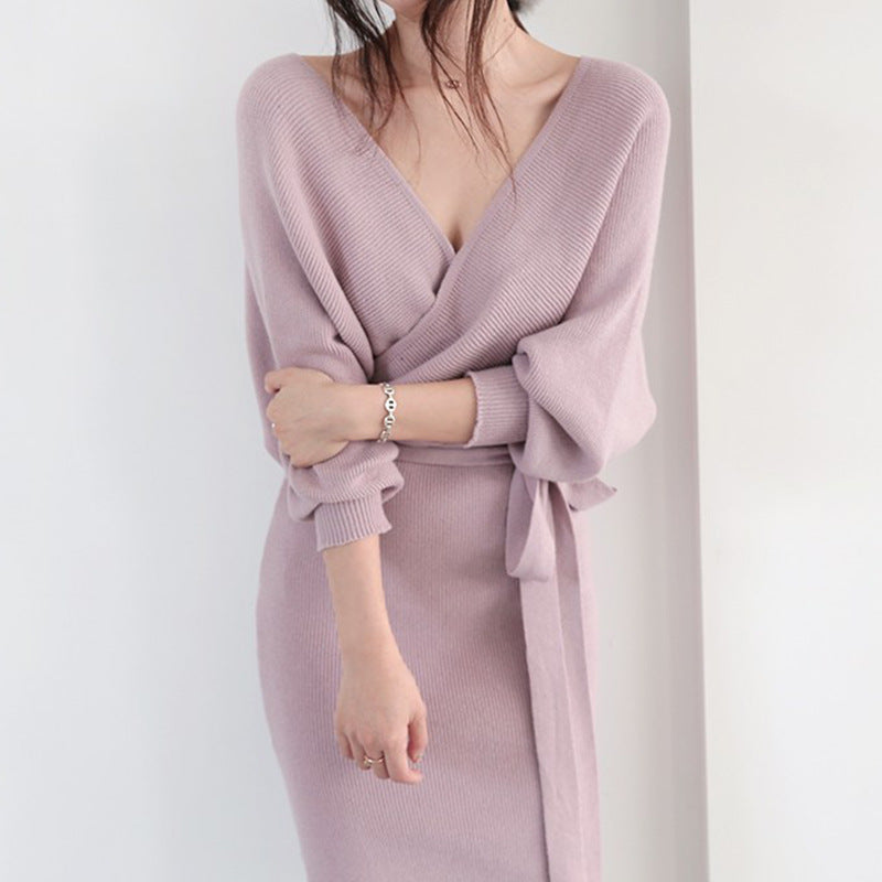 Damen Wickelkleid Weiches Strick Norvielle - Norvielle