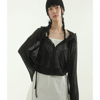 Damen Cropped Kapuzenjacke Reißverschluss Norvielle