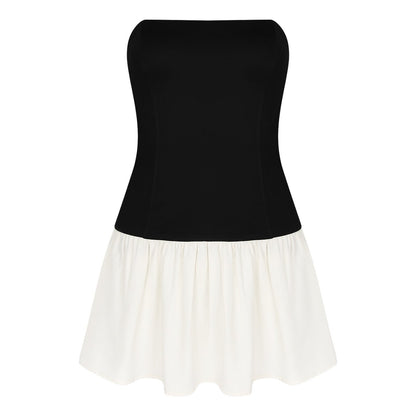 Damen Bandeau-Kleid Rüschensaum Norvielle