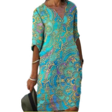 Damen Strandkleid V-Ausschnitt Lässiger Schnitt Norvielle