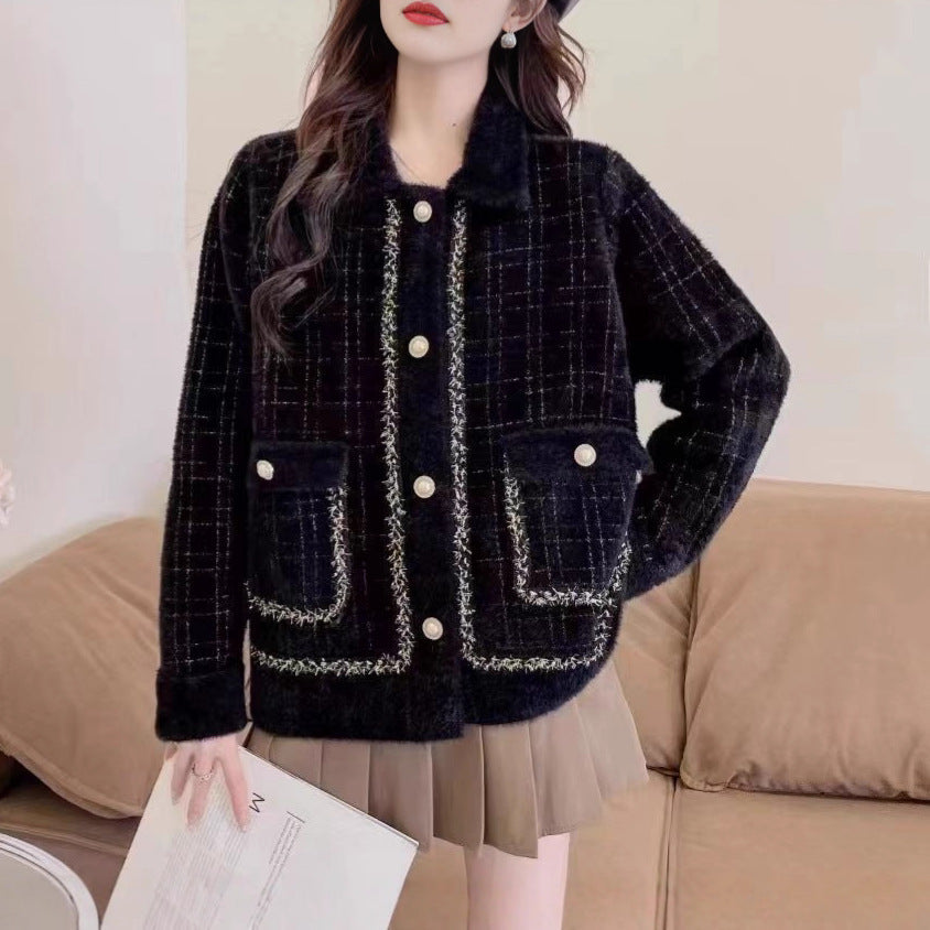 Damen Jacke Hahnentrittmuster Elegantes Design