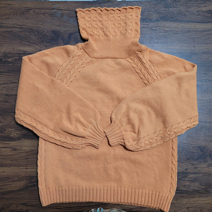 Damen Pullover Rollkragen Strukturiertes Zopfdesign