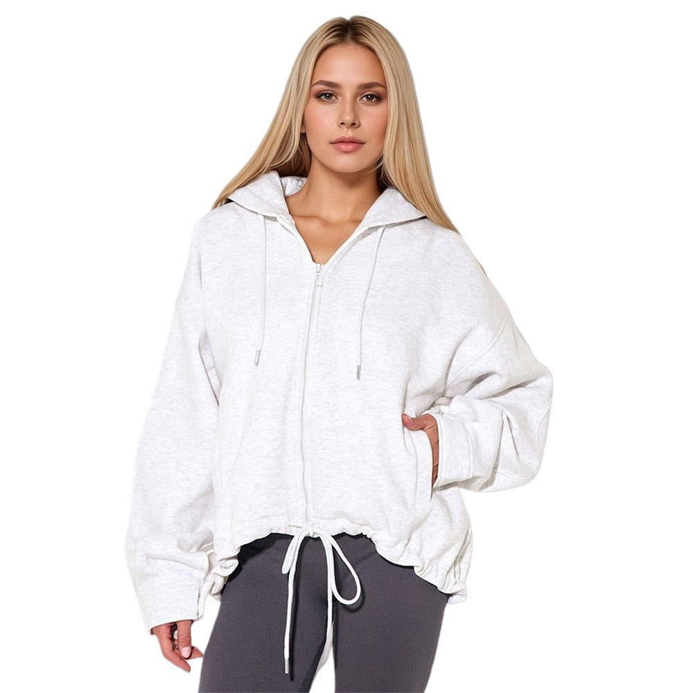 Damen Oversized Kapuzenpullover mit Kordelzug und Taschen
