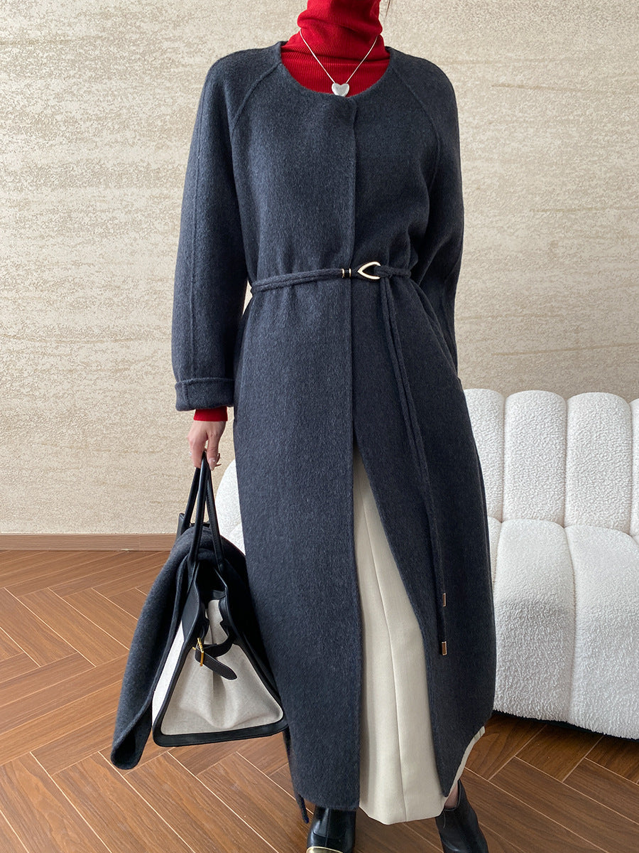 Damen Wickelmantel Eleganter Kragen Gürtel Norvielle
