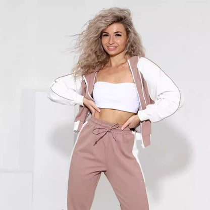 Damen Sportliches Freizeit-Set mit Kontrasten und Taschen