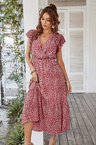 Damen Maxikleid V-Ausschnitt Schwingrock Norvielle