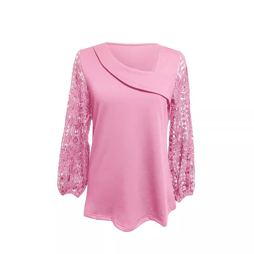 Damen Bluse Spitzeneinsätze Eleganter Schnitt Norvielle