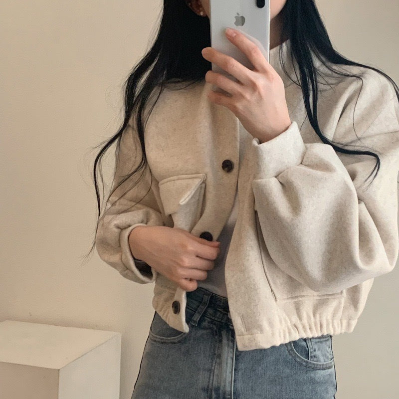 Damen Wollmix Jacke Oversized Lässig