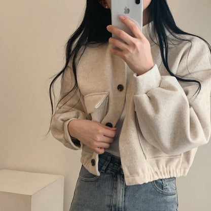 Damen Wollmix Jacke Oversized Lässig