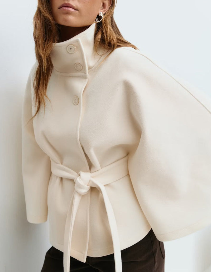 Damen Wendejacke Warm Hochkragen Bindegürtel Norvielle