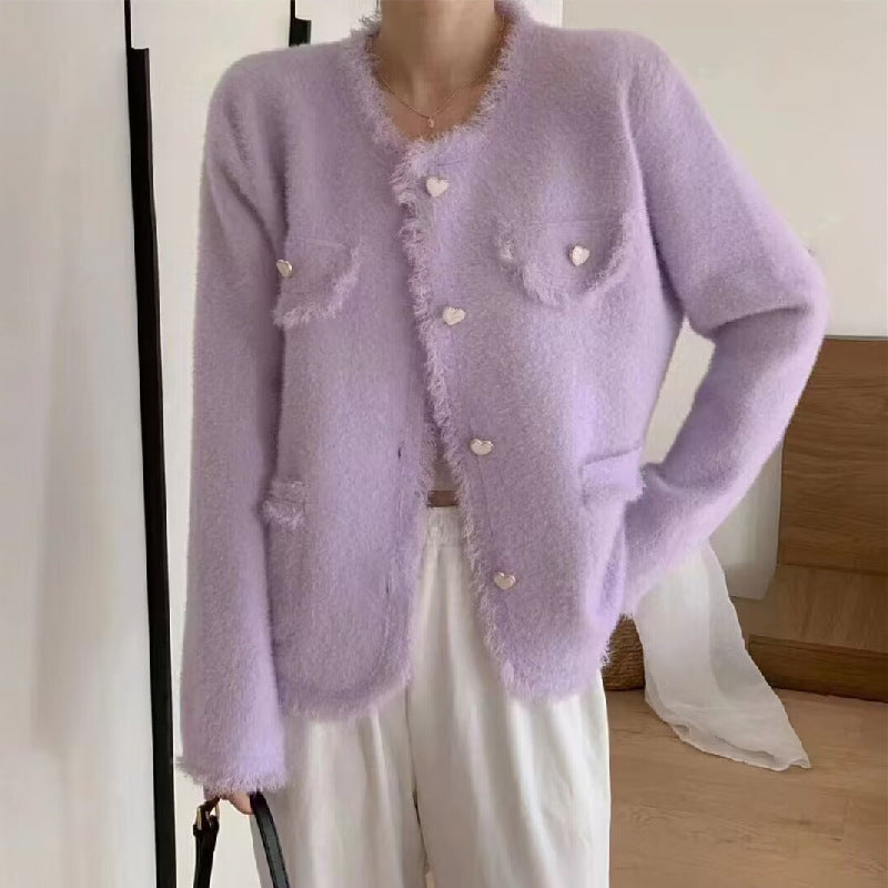 Damen Flauschcardigan mit Herzendetails